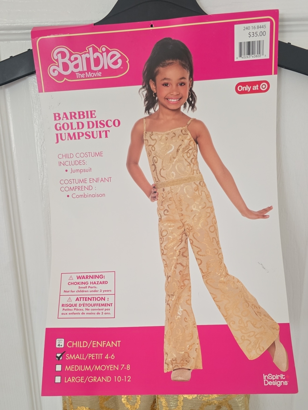 Barbie Gold Disco Jumpsuit Small 4-6, Costume NWT